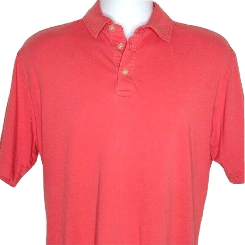 Orvis Men Salmon Red Solid Short Sleeve Polo Size Medium